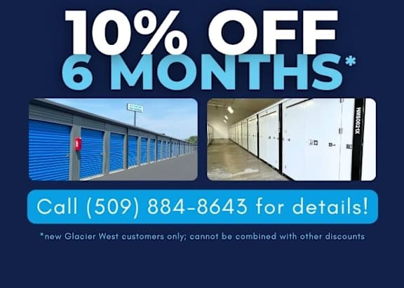 A promotional image offering a 10% discount for 6 months at Glacier West.