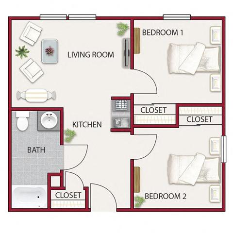 Cornish Floor Plan at Hilltop Commons Senior Living, Grass Valley, CA