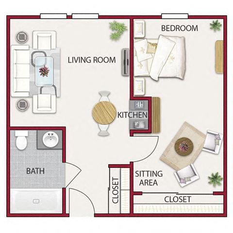 The Gold Country  Floor Plan at Hilltop Commons Senior Living, Grass Valley, CA 95945