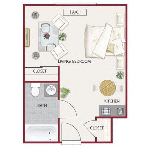 The Sierra Floor Plan at Hilltop Commons Senior Living, California