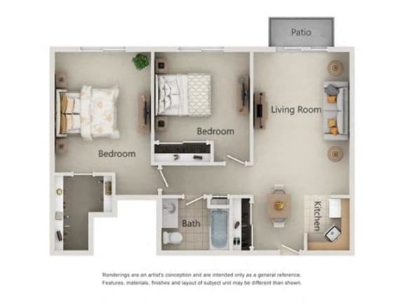 Unit D Floor Plan at River Commons Senior Living, California