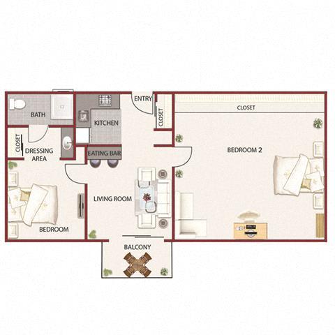 Rose Garden Floor Plan at Roseville Commons Senior Living, Roseville
