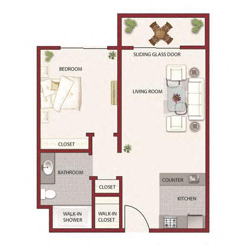 Floor Plan  Plan G at Campus Commons Senior Living, Sacramento California