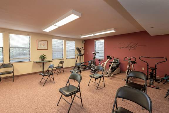 our gym has a variety of exercise equipment for our residents to use