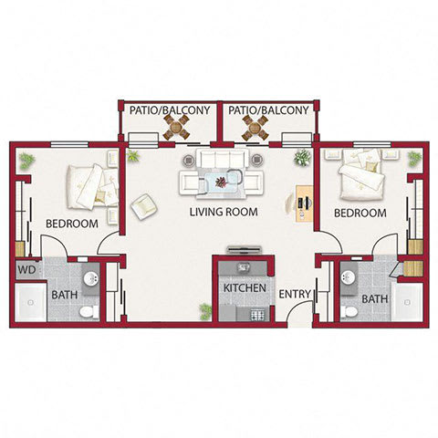 Elm Floor Plan at Winding Commons Senior Living, Carmichael, CA, 95608