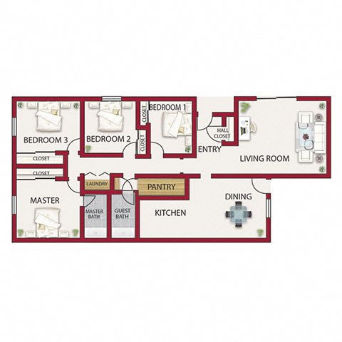 York Floor Plan  at Castle Vista Senior Duplex Community, Atwater, 95301