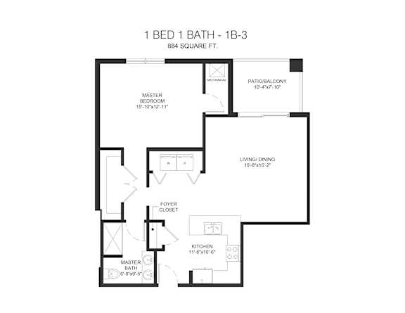 1B3 Floor Plan at Arden of Oak Brook, Oakbrook Terrace, 60181
