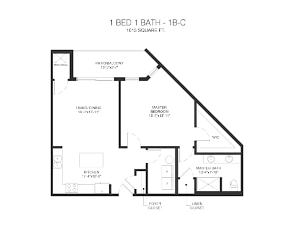 1BC Floor Plan at Arden of Oak Brook, Oakbrook Terrace, Illinois