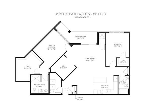 Floor Plan  2BD-C Floor Plan at Arden of Oak Brook, Illinois, 60181