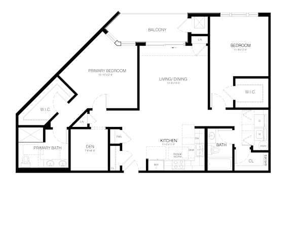 A black and white floor plan of a house with labeled rooms.