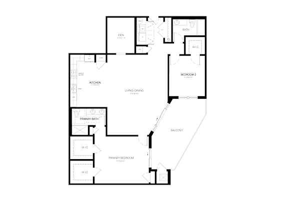 A black and white floor plan of a house with labeled rooms.