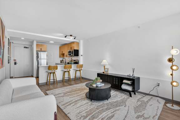 Living Room Come Kitchen View at Reflections at the Wharf, Washington, District of Columbia
