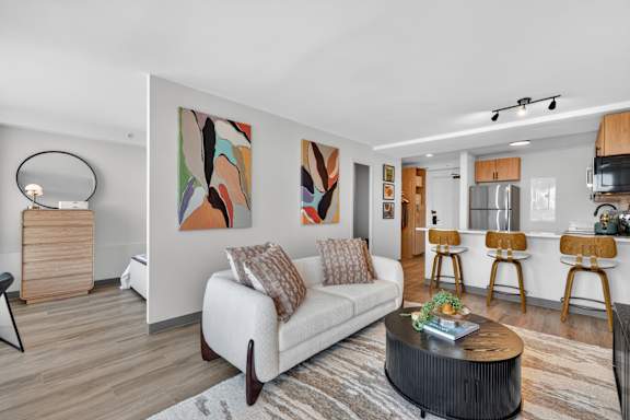 Modern Living Room at Reflections at the Wharf, Washington, DC, 20024