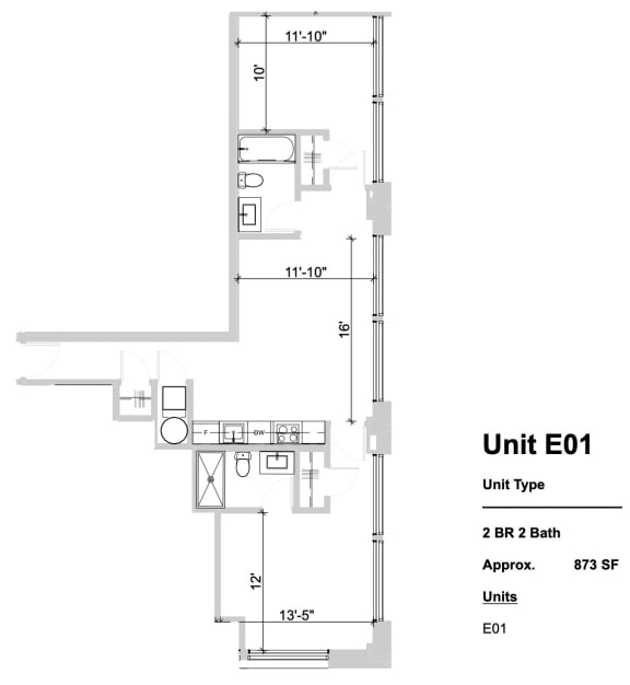 E02 - 2 Bed 2 Bath E02 - 2 Bed 2 Bath at Textile Apartments, Cincinnati, OH