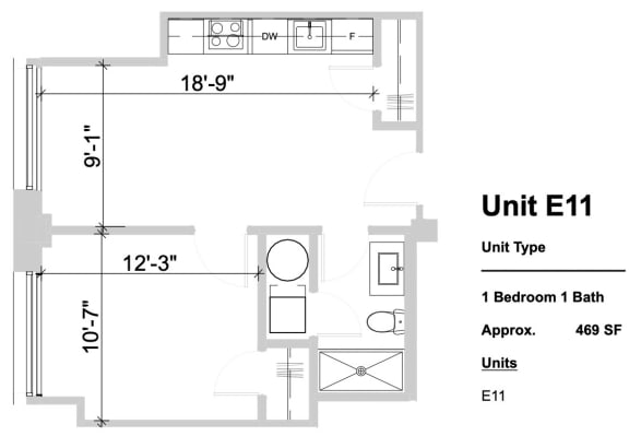 E11 - 1 Bed 1 Bath E11 - 1 Bed 1 Bath at Textile Apartments, Cincinnati