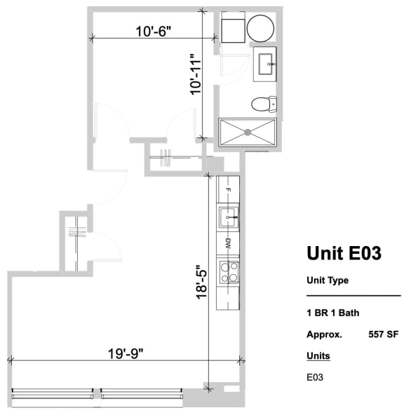 E03 - 1 Bed 1 Bath at Textile Apartments, Cincinnati, Ohio