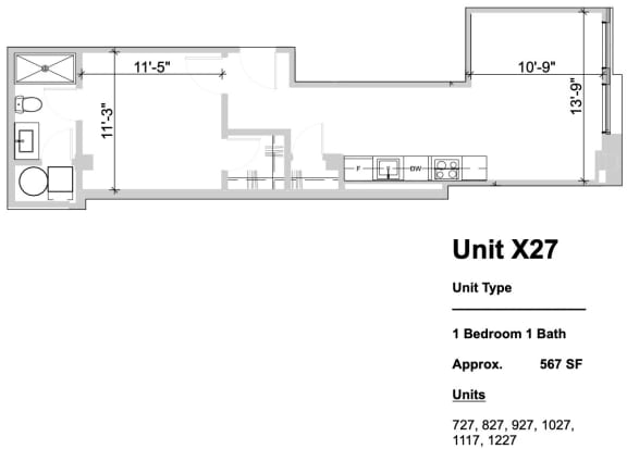 X27 - 1 Bed 1 Bath at Textile Apartments, Cincinnati, OH