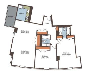 2 bed 2 bath at Hampton Plaza Apartments, Maryland