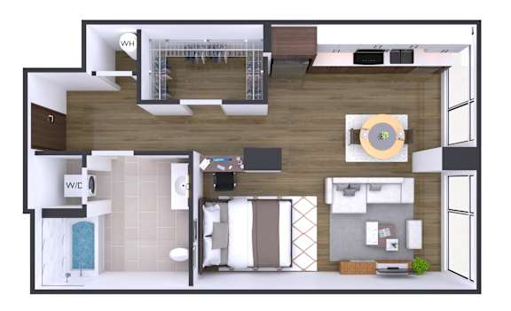 Studio 1 bath Q at Artline Apartments, Washington
