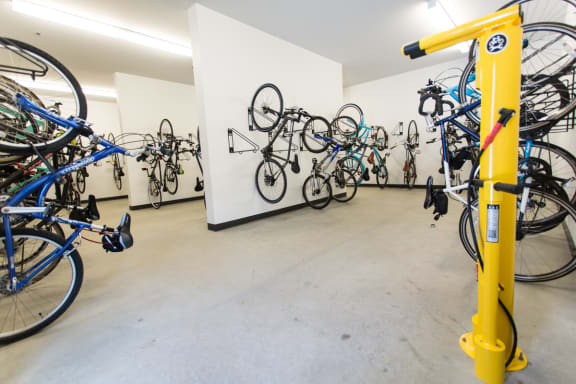 a room filled with lots of bikes on a wall at Pinnex, Indianapolis, IN, 46203