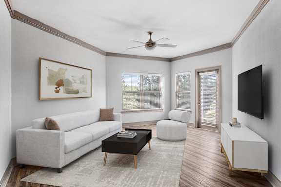 Living Room With Expansive Window at Adara Overland Park, Overland Park, KS, Kansas, 66213