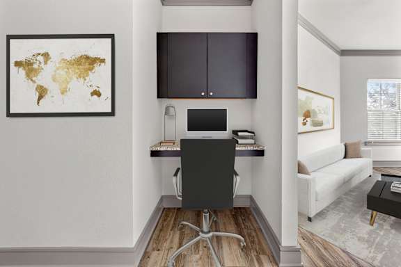 Home office with a desk and a computer at Adara Overland Park, Overland Park, 66213