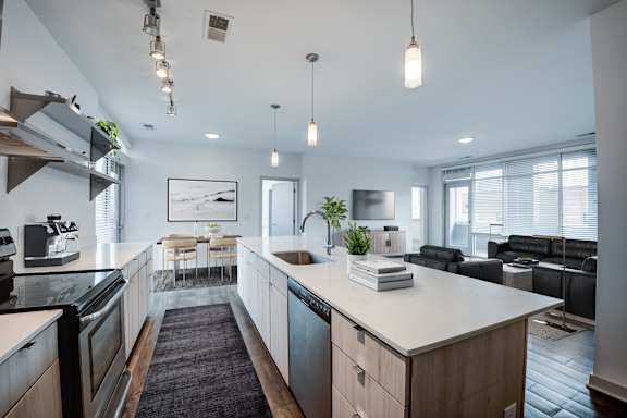Bright and Modern Kitchen at 747 Apartments, Indianapolis, Indiana