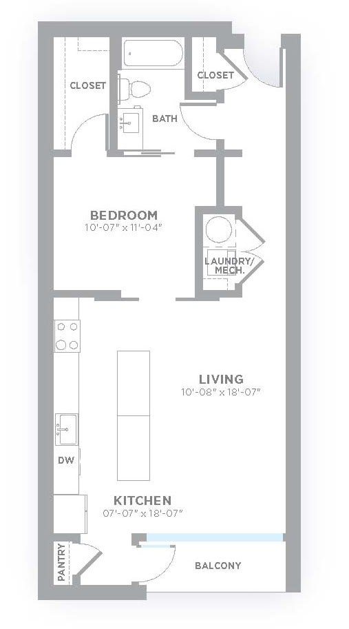 S1 Floor Plan  at 747 Apartments, Indianapolis, IN, 46202