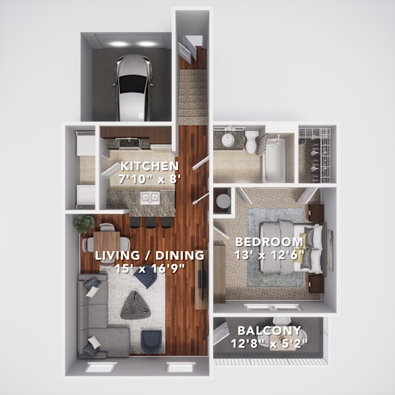 A1 Second Floor with Garage at Sovereign at Overland Park, Overland Park, KS 66213