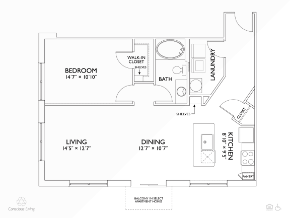 A8 floor plan  at Penn Circle, Carmel, IN, 46032