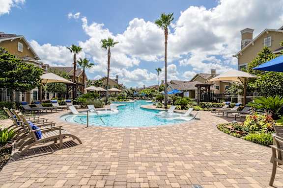 Resort Inspired Pool Deck at Avenues at Tuscan Lakes, League City
