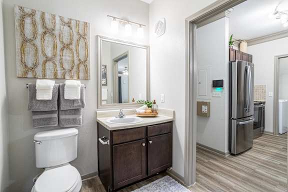Bathroom with White Toilet at Avenues at Tuscan Lakes, League City, TX, 77573