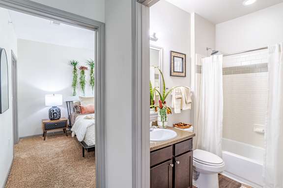 Cozy Bathroom at Avenues at Shadow Creek Ranch Apartments, Pearland, TX