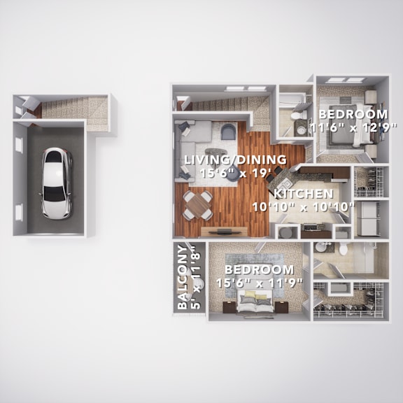 Floor Plan  B2 Second Floor with Garage at Sovereign at Overland Park, Overland Park, KS 66213
