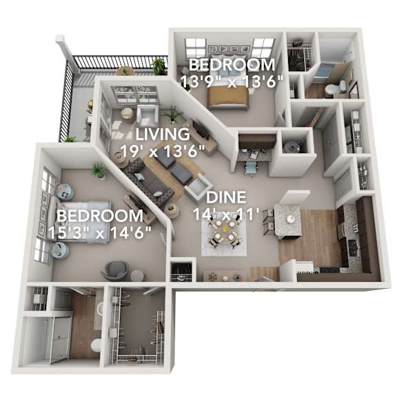B3 floor plan at Adara Overland Park, Overland Park, KS