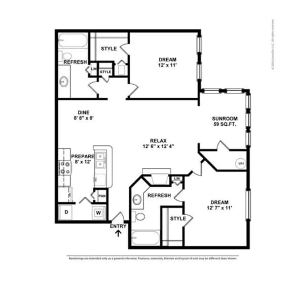 a floor plan of a bedroom floor plan with bedrooms and a living room