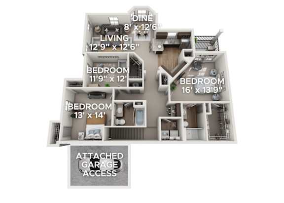 Floor Plan  C3G - Attached Garage Included - 2nd floor at Adara Overland Park, Kansas