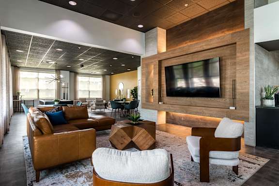 Clubroom With TV at CityView, North Kansas City, MO