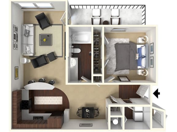 Floor Plan  1 bed 1 bath A1 Floor Plan  at CityView, North Kansas City, Missouri