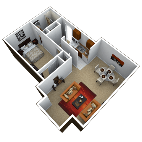 1 bedroom 1 bathroom Floor plan  at Candles, Springfield, Illinois