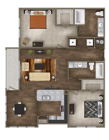 Floor Plan  a floor plan of a house with a bedroom and a living room at Imperial Lofts, Sugar Land, TX, 77498