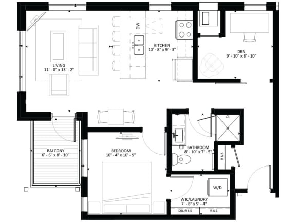 A10 1-Bedroom 1 bath Floor Plan at Marquee, Minnesota