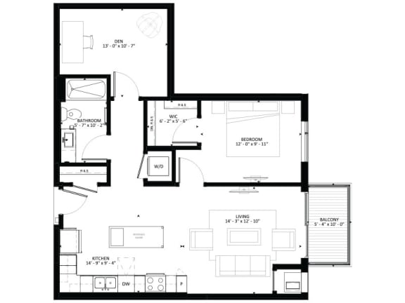 Floor Plan  A11 1-Bedroom 1 bath Floor Plan at Marquee, Minneapolis, MN