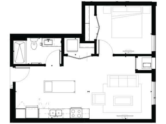 Floor Plan  A4 1-Bedroom 1 bath Floor Plan at Marquee, Minnesota