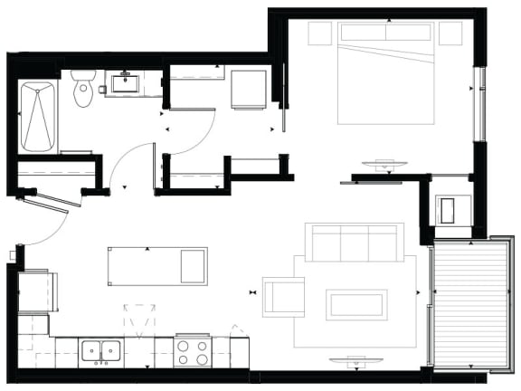 Floor Plan  A5 1-Bedroom 1 bath Floor Plan at Marquee, Minneapolis, MN