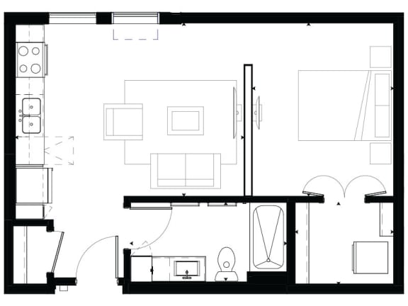 V4 Studio Floor Plan at Marquee, Minneapolis, 55403