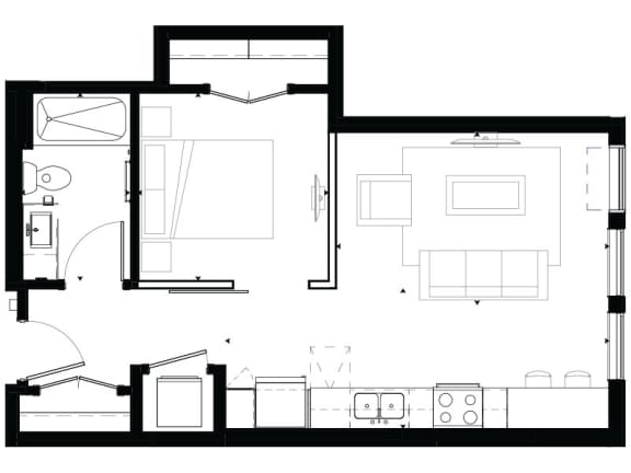 V5 Studio Floor Plan at Marquee, Minneapolis, MN, 55403