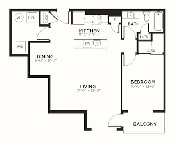 Floor Plan  A black and white image of a floor plan for a home.