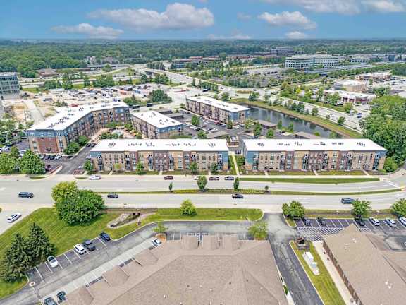 Aerial Exterior View at Penn Circle, Carmel, Indiana