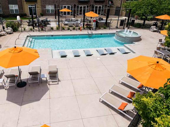 Pool With Lounge Chairs at Penn Circle, Indiana